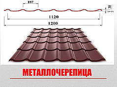 Купити металочерепицю «Класик» 0,5 мм Коричнева матова