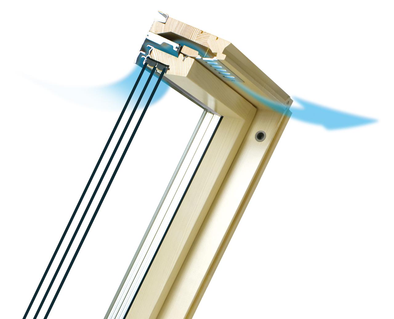 Двокамерне обертальне дерев'яне вікно FAKRO FTS-V U4 55х98см, фото 1