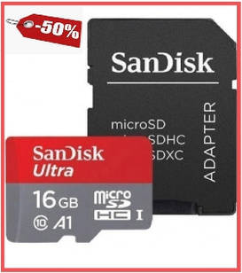 Картка пам'яті sandisk ultra microSDHC 16 GB