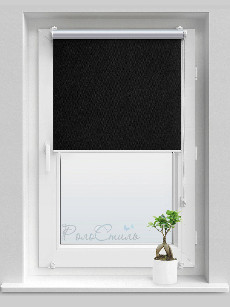 Рулонні штори Термо блекаут Сільвер 305 чорний колір