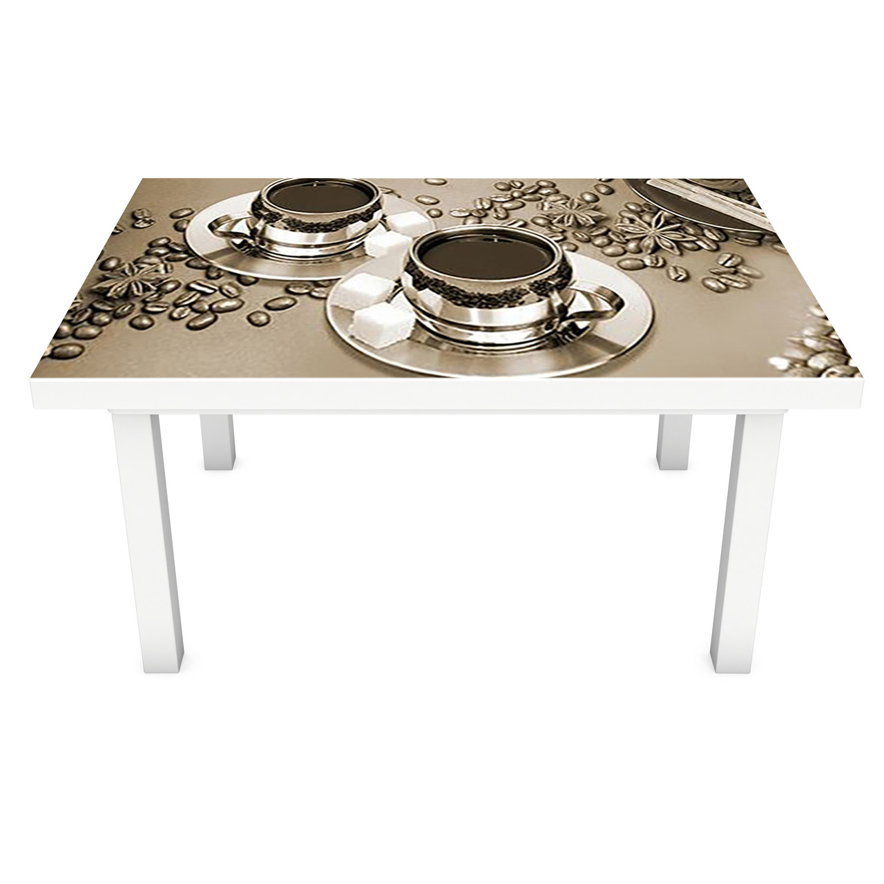 Вінілова наклейка на стіл Кава з цукром 02 ПВХ плівка для меблів зерна чашка Напої Сірий 600*1200 мм