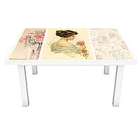 Вінілова наклейка на стіл Вінтажні Картини ПВХ плівка для меблів Колаж Люди Бежевий 600*1200 мм