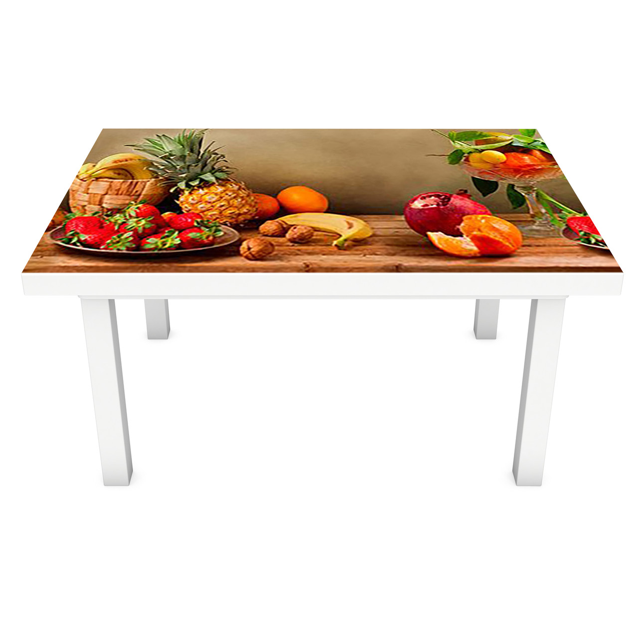 Вінілова наклейка на стіл Ананаси ПВХ плівка для меблів овочі фрукти Натюрморт Коричневий 600*1200 мм