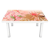 Виниловая наклейка на стол Розовые Магнолии ПВХ пленка для мебели растительная Абстракция 600*1200 мм