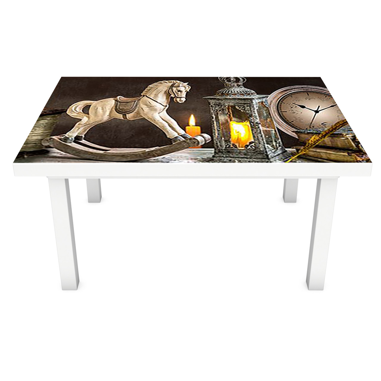 Вінілова наклейка на стіл Вінтажні іграшки ПВХ плівка для меблів казка Абстракція свічки 600*1200 мм