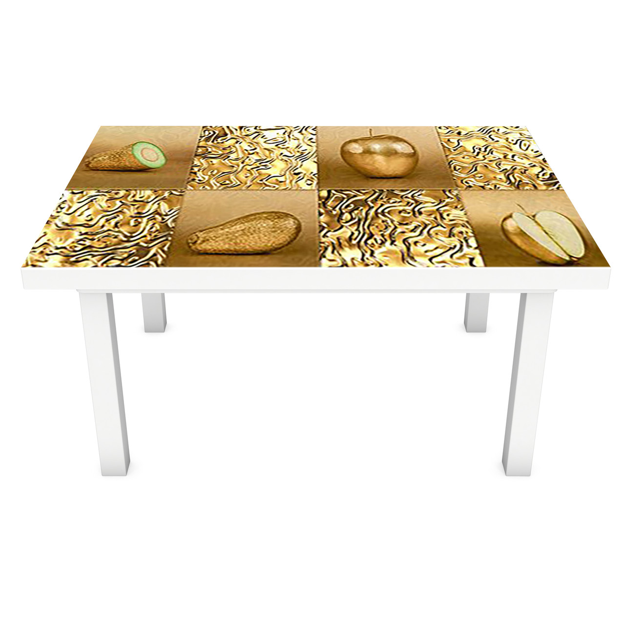 Вінілова наклейка на стіл Золоті Фрукти інтер'єрна ПВХ плівка для меблів Золото Геометрія 600*1200 мм, фото 1