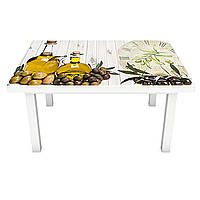 Виниловая наклейка на стол Оливковое масло ПВХ пленка для мебели оливки маслины Греция Желтый 600*1200 мм