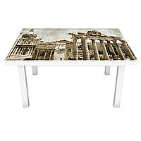 Виниловая наклейка на стол Античный город ПВХ пленка для мебели колонны винтаж ретро Бежевый 600*1200 мм