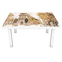 Виниловая наклейка на стол Акварельный Ретро Париж ПВХ пленка для мебели Франция краски винтаж 600*1200 мм