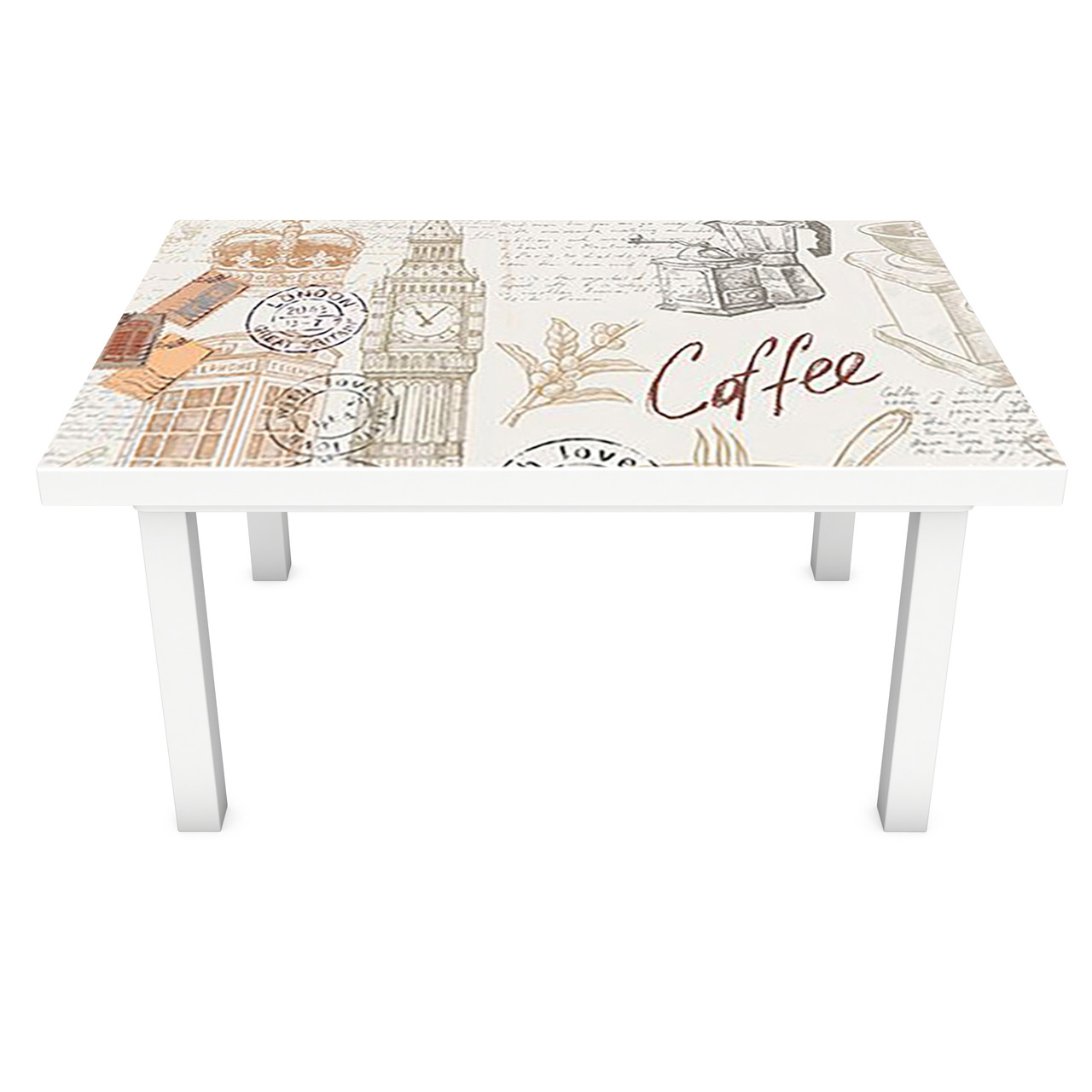 Вінілова наклейка на стіл Вінтажна Газета ПВХ плівка для меблів ретро Париж Лондон написи 600*1200 мм, фото 1