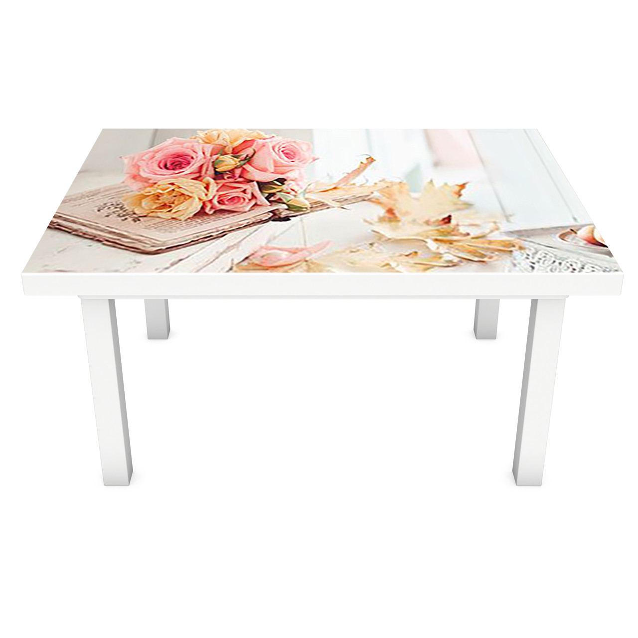 Вінілова наклейка на стіл Осінні Груші ПВХ плівка для меблів троянди дошки натюрморт Рожевий 600*1200 мм