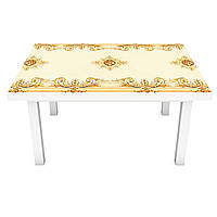 Вінілова наклейка на стіл Турецький шарм декор меблів самоклейка орнаменти візерунки вензеля Бежевий 600*1200 мм