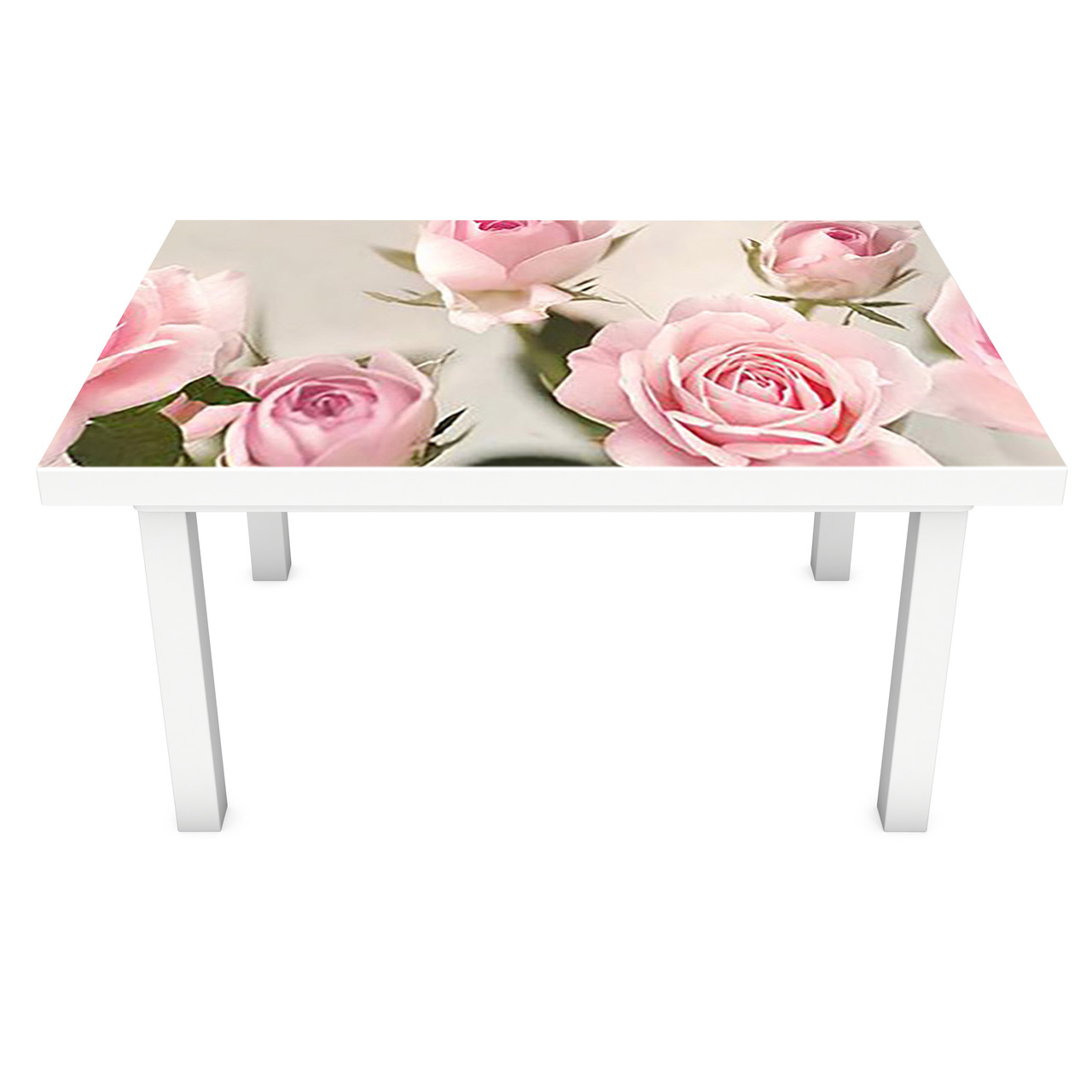 Вінілова наклейка на стіл самоклеючий Бутони Рожеві Троянди декор меблів самоклейка квіти 600*1200 мм
