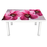 Виниловая наклейка на стол Крупные Розовые Орхидеи виниловый декор мебели самоклейка цветы 600*1200 мм