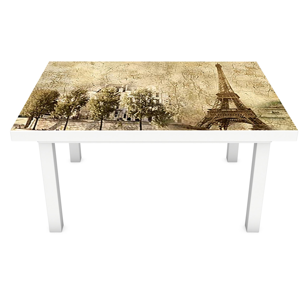 Вінілова наклейка на стіл Старий Париж декор меблів самоклейка Франція Ейфелева вежа вінтаж 600*1200 мм