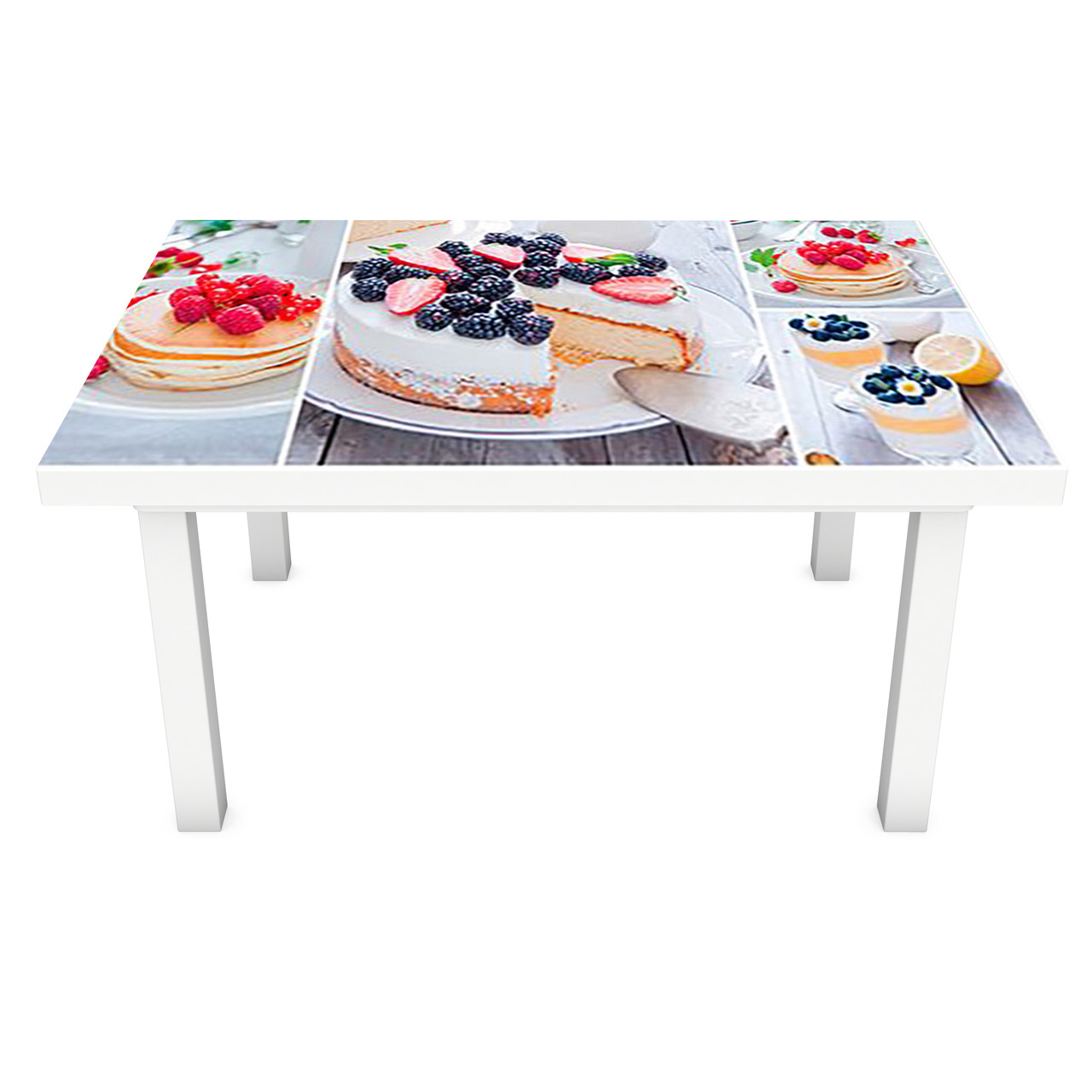 Вінілова наклейка на стіл Тортик інтер'єрна ПВХ плівка для меблів солодощі тістечка Їжа Бежевий 600*1200 мм