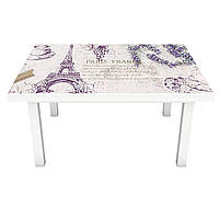 Декор стола Наклейка Париж и Лаванда декор мебели самоклейка Эйфелева башня Прованс Фиолетовый 600*1200 мм