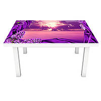 Виниловая наклейка на стол Фиолетовый Шелк интерьерная ПВХ пленка для мебели цветы сирень море 600*1200 мм
