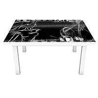 Виниловая наклейка на стол Силуэт Девушки интерьерная ПВХ пленка для мебели на черном фоне 600*1200 мм