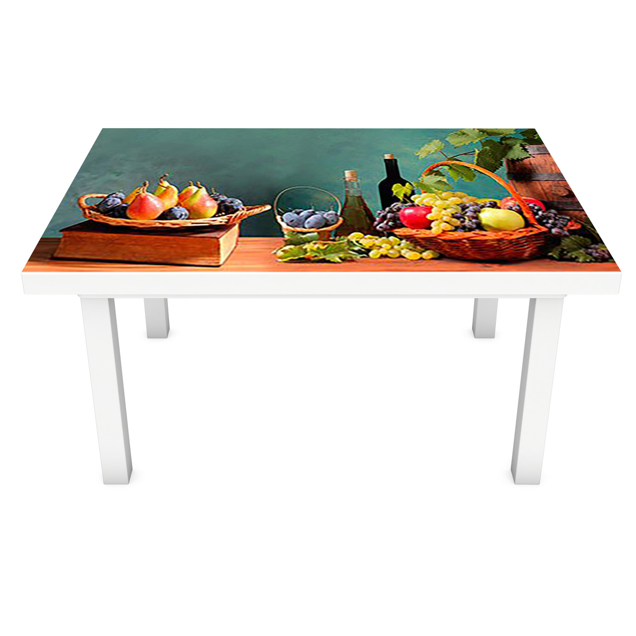 Вінілова наклейка на стіл Фруктовий Натюрморт декор меблів самоклейка виноград глечик Зелений 600*1200 мм