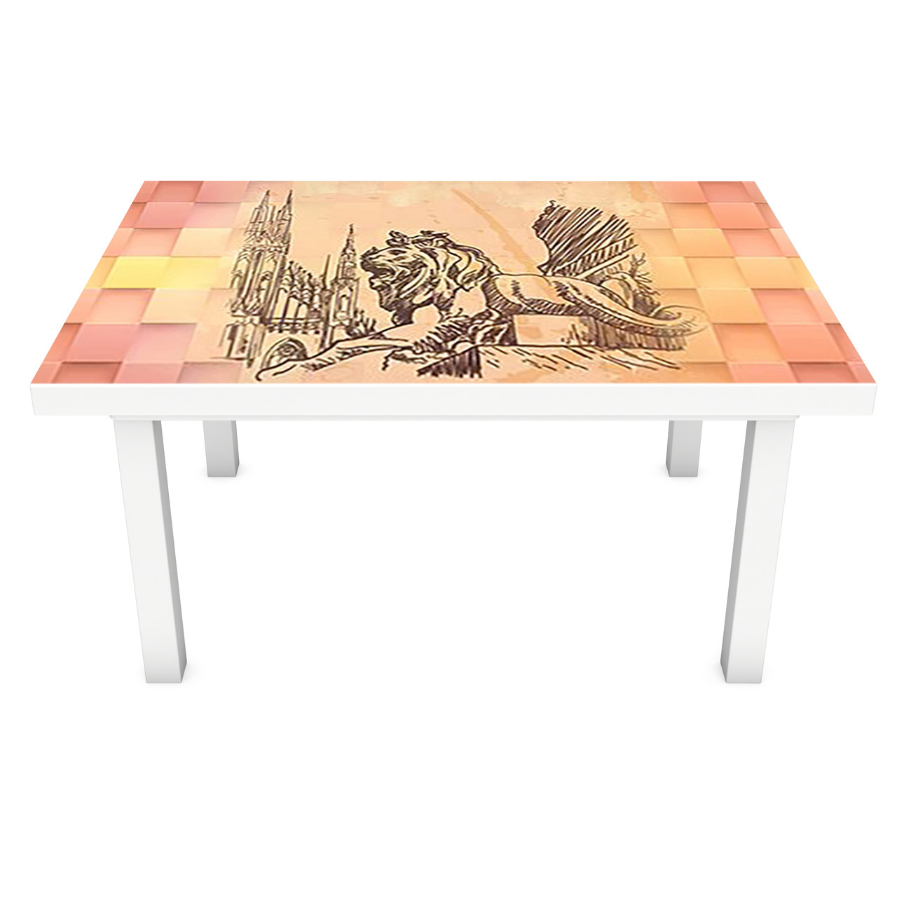 Вінілова наклейка на стіл Плетена Абстракція декор меблів самоклейка геометрія Рожевий 600*1200 мм