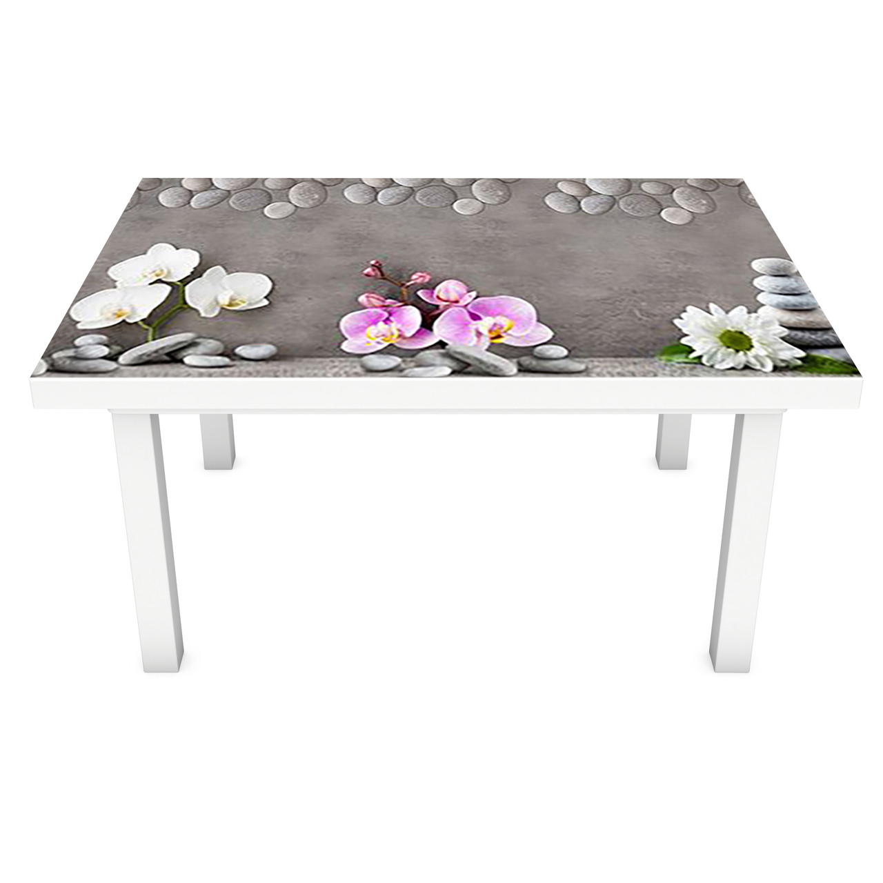 Вінілова наклейка на стіл Камені інтер'єрні ПВХ плівка для меблів квіти сірі каміння Абстракція 600*1200 мм