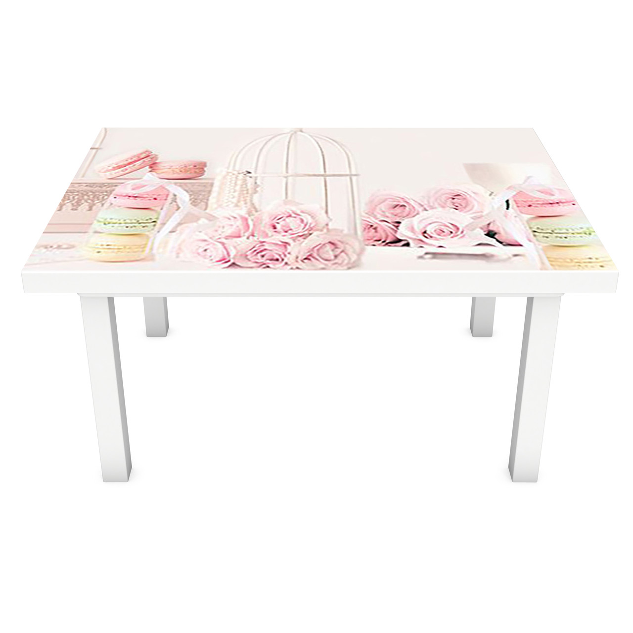 Вінілова наклейка на стіл Рожевий Ажур декор меблів самоклейка квіти солодощі Абстракція 600*1200 мм, фото 1