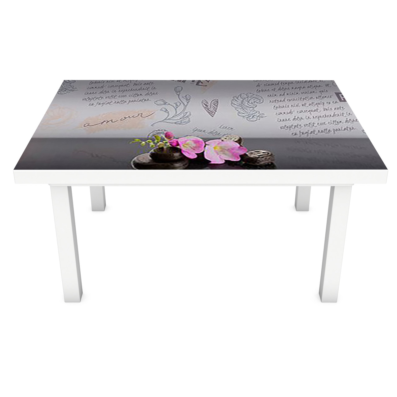 Вінілова наклейка на стіл 3Д Абстракція інтер'єрна ПВХ плівка для меблів квіти каміння Сірий 600*1200 мм