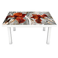 Виниловая наклейка на стол Крупные Ирисы интерьерная ПВХ пленка для мебели цветы Серый 600*1200 мм
