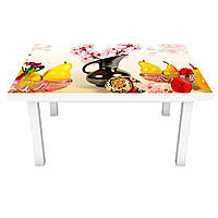 Виниловая наклейка на стол Сакура и Груши интерьерная ПВХ пленка для мебели виниловый натюрморт 650*1200 мм