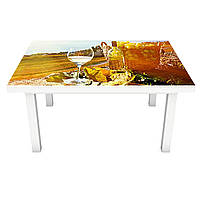 Виниловая наклейка на стол Винный Край декор мебели самоклейка виноград вино солнце Бежевый 650*1200 мм