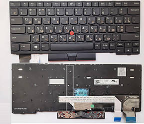 Клавіатура для ноутбуків Lenovo ThinkPad X280 Series чорна з чорною рамкою, з трекпоинтом RU/US