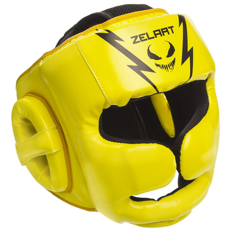 Шолом боксерський із повним захистом Zelart 1375 розмір L Yellow-Black