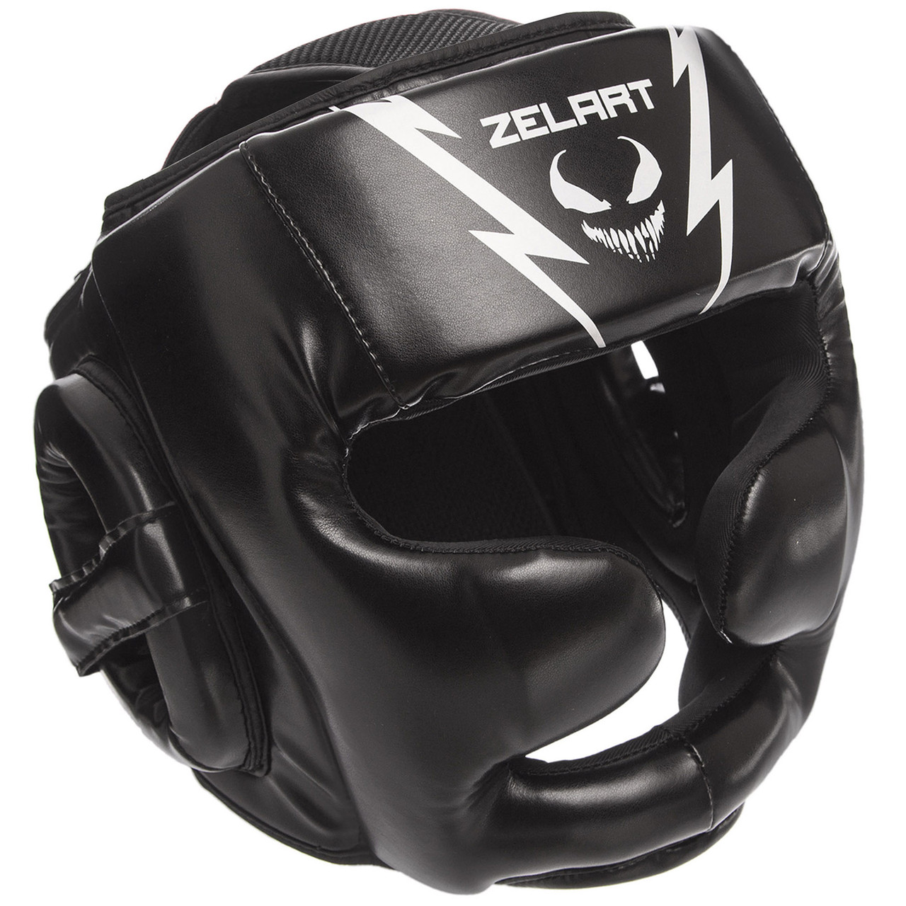 Шолом боксерський із повним захистом Zelart 1375 розмір M Black-White