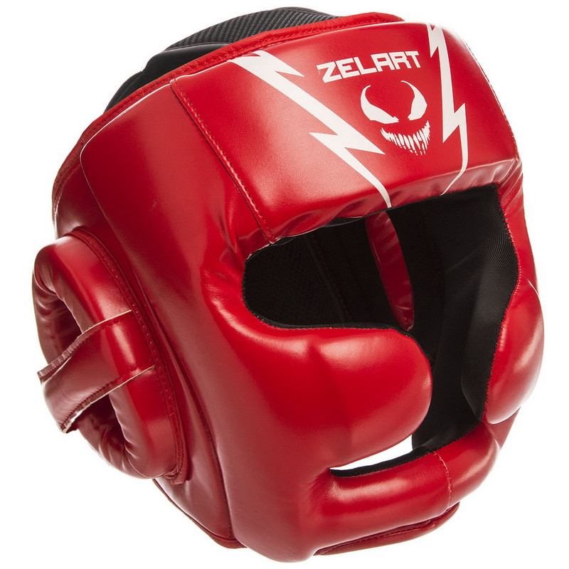 Шолом боксерський з повним захистом Zelart 1375 розмір XL Red-White