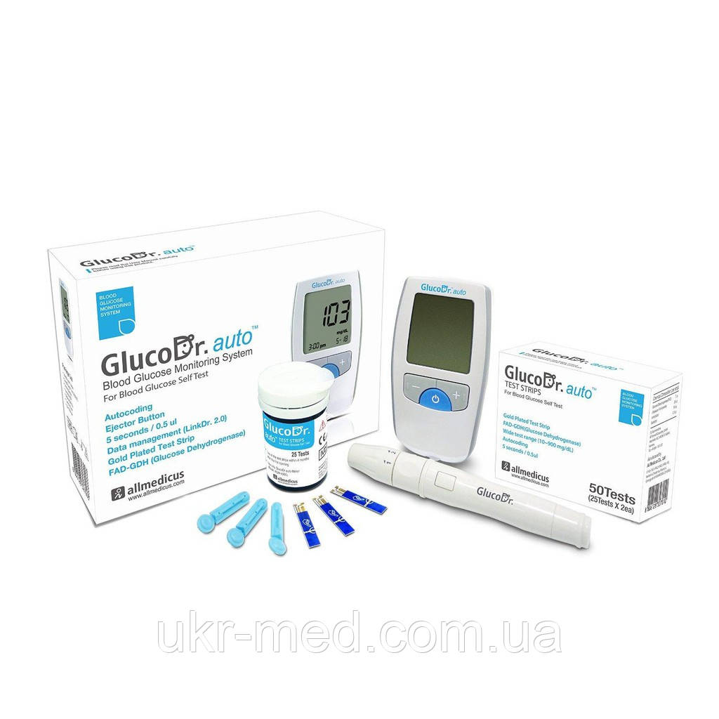 Глюкометр GlucoDr.Auto AGM 4000 + 50 тест-смужок (Глюко Др), AllMedicus