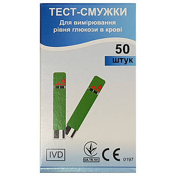 Тест-смужки EasyTouch, для вимірювання глюкози, Medicare, 50 шт