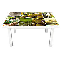 Виниловая наклейка на стол Зеленые Оливки (интерьерная ПВХ пленка для мебели) маслины масло Оливковый 650*1200