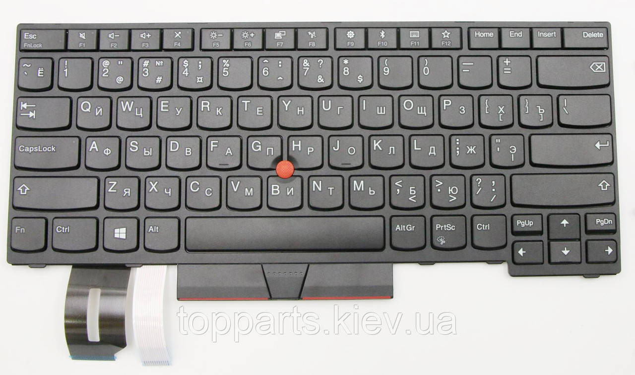 Клавіатура для ноутбуків Lenovo ThinkPad E480, L480 Series чорна з чорною рамкою, з трекпоінтом RU/US
