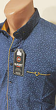 Сорочка чоловіча синя приталена G-Port vd-0061 в візерунок Туреччина, стильна чоловіча сорочка ошатна, фото 3