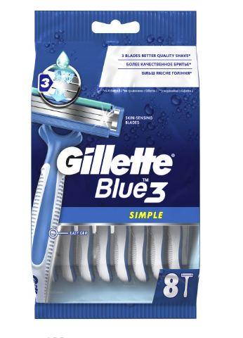 Одноразовые станки для бритья Gillette Blue 3 Simple 8шт/уп - фото 1 - id-p470767984