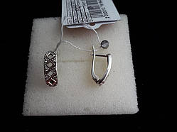 Срібні сережки з етно візерунком, інкрустовані фіанітами