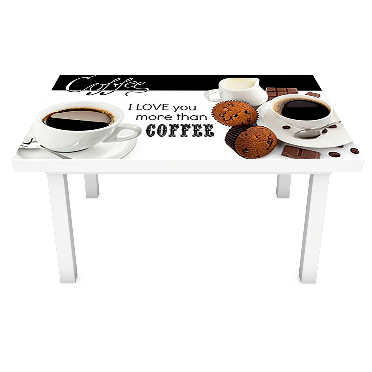 Наклейка на стіл City Coffee ПВХ інтер'єрна плівка для меблів кава зерна турка Біла 600*1200 мм