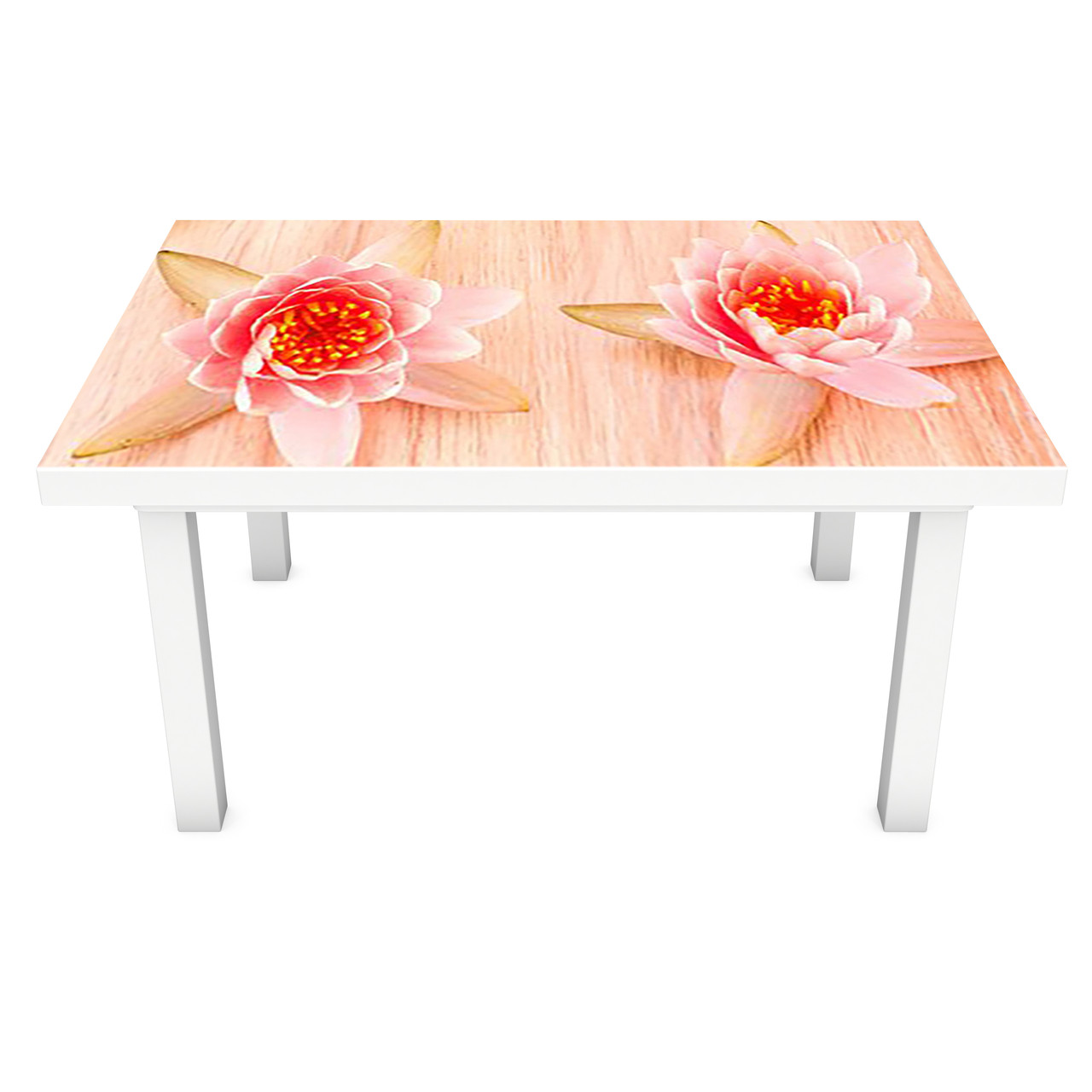 Наклейка на стіл Квіти Лотоса ПВХ інтер'єрна плівка для меблів водяні лілії Бежевий 600*1200 мм