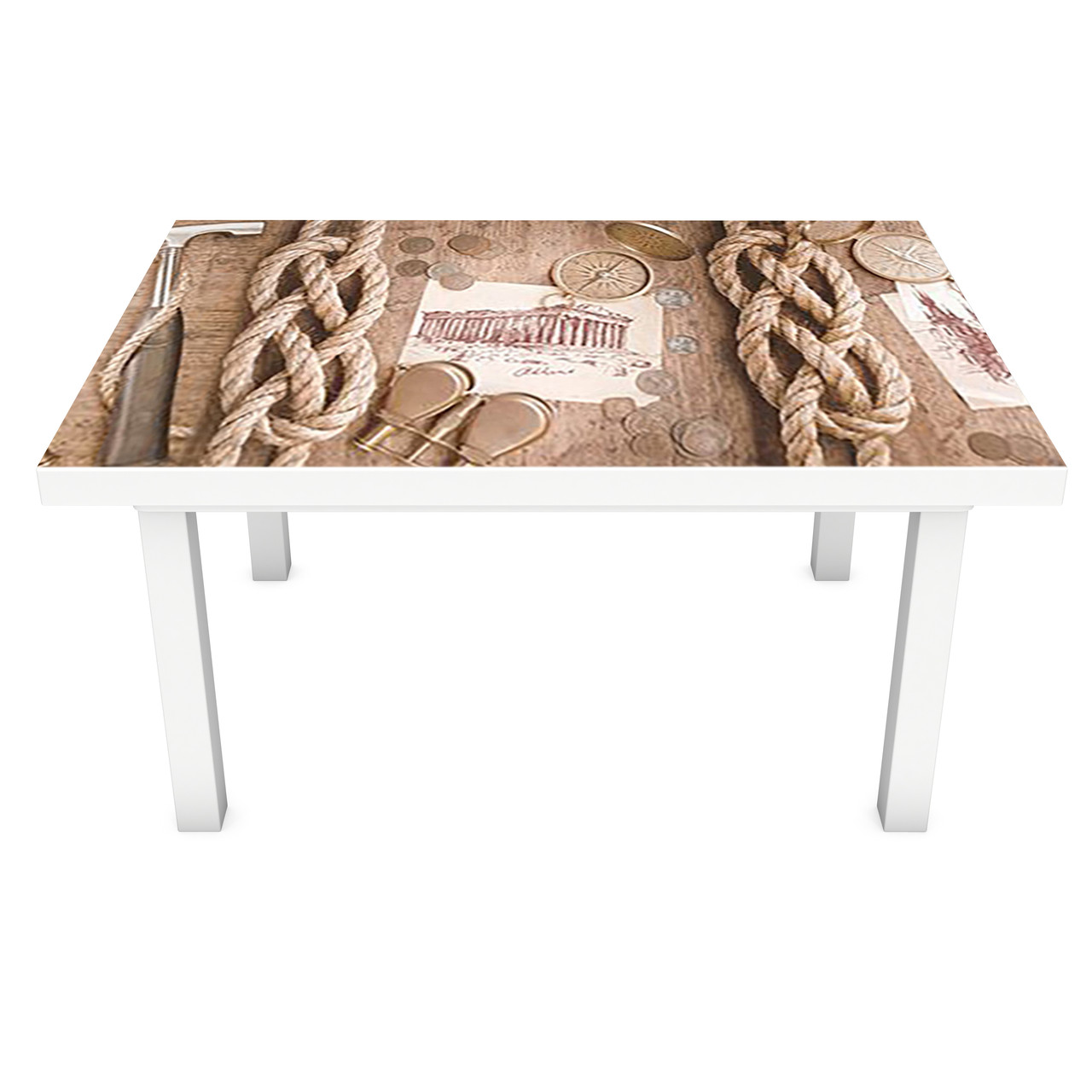 Наклейка на стіл Дослідник ПВХ інтер'єрна плівка для меблів компас вінтаж Бежевий 600*1200 мм