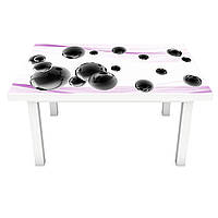 Наклейка на стол Черные Сферы ПВХ интерьерная пленка для мебели шары абстракция Фиолетовый 600*1200 мм