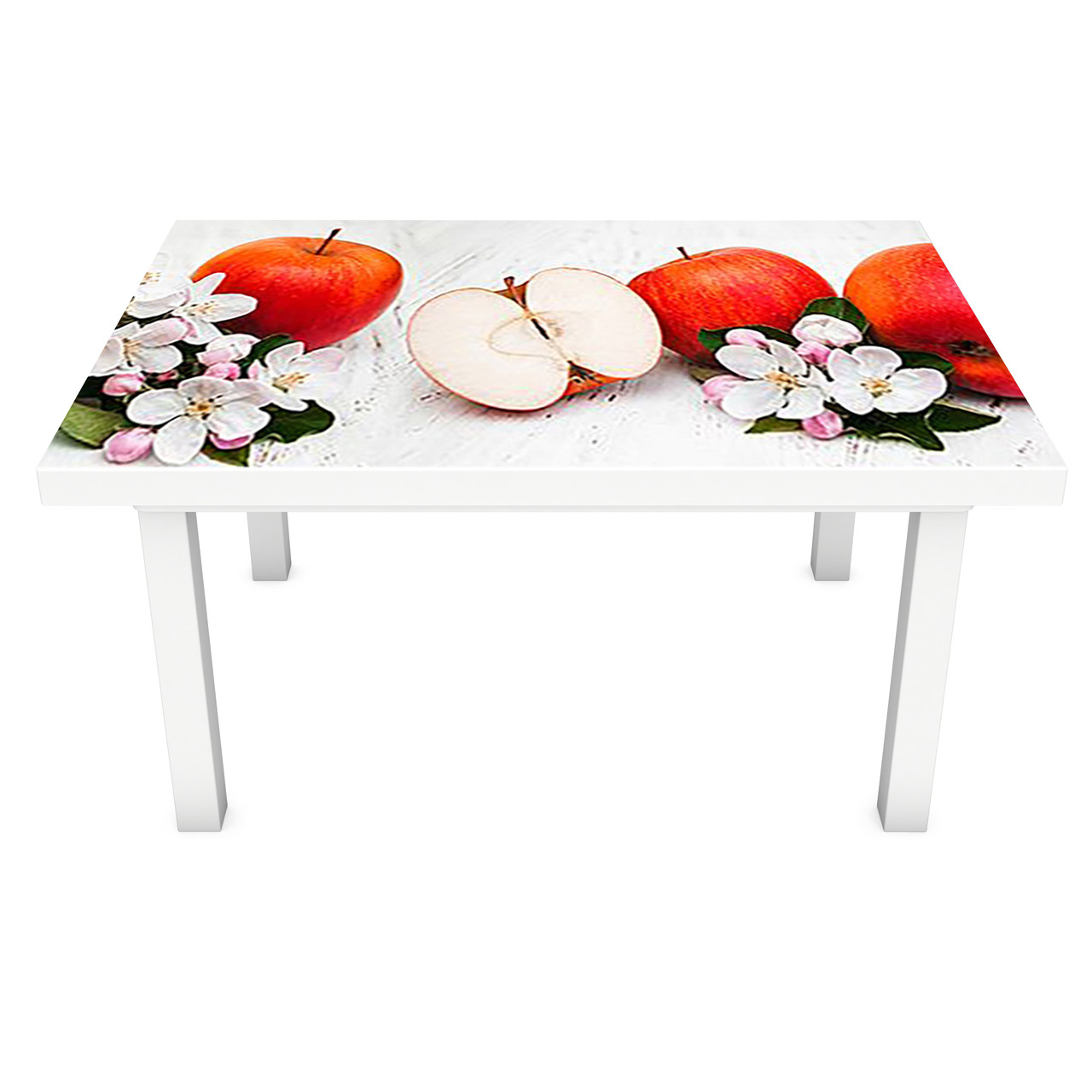 Наклейка на стіл Червоні Яблука ПВХ інтер'єрна плівка для меблів фрукти квіти Сірий 600*1200 мм