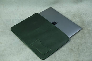 Чохол для MacBook Дизайн №28 з натуральної шкіри колір Зелений