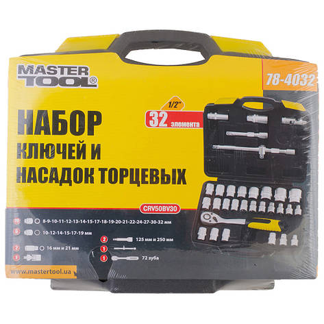 Набір інструментів 1/2" 8-32 мм 32 предмета MASTERTOOL 78-4032, фото 3