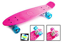 Пенні борд Penny Board "CRIMSON". Малиновий колір. СВІТЛО колеса